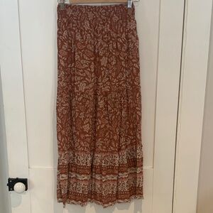 Rust Floral Maxi Skirt